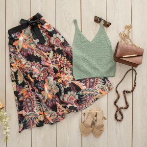 Black Suit with white flowers